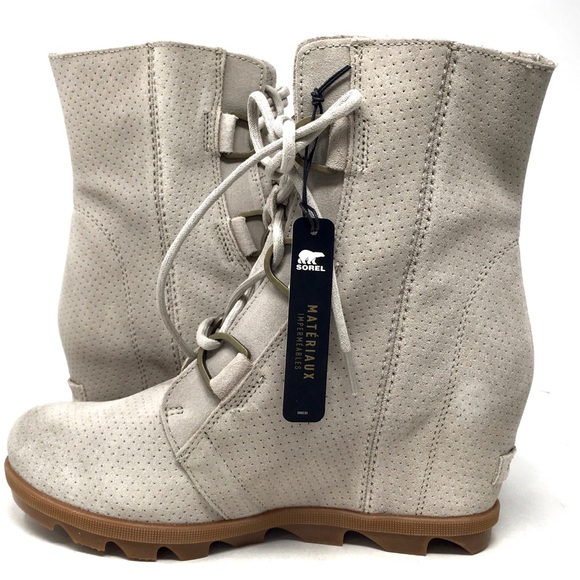 🔴 SOLD Sorel Joan Of Arctic Wedge II Waterproof Suede Perforated Gray Boots 9M - Picture 7 of 11